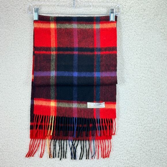 Royal Rossi 100% Tartan Plaid Cashmere Winter Scarf Yarn Tassels 55"x12" Soft - Picture 4 of 7